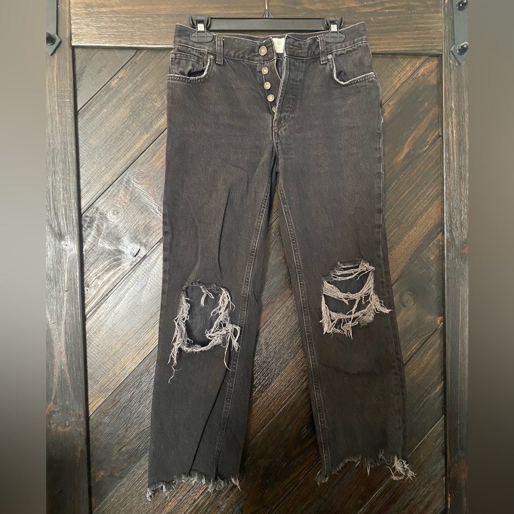 Free people black distressed jeans. Size 25. Barely worn!
